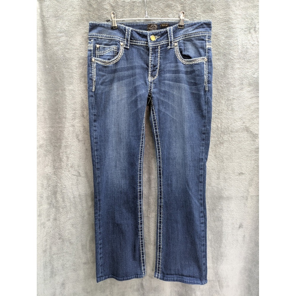 Womens Jeans 32x29 (Actual) Skinny Boot Thick Stitching‎ Embellished Pockets